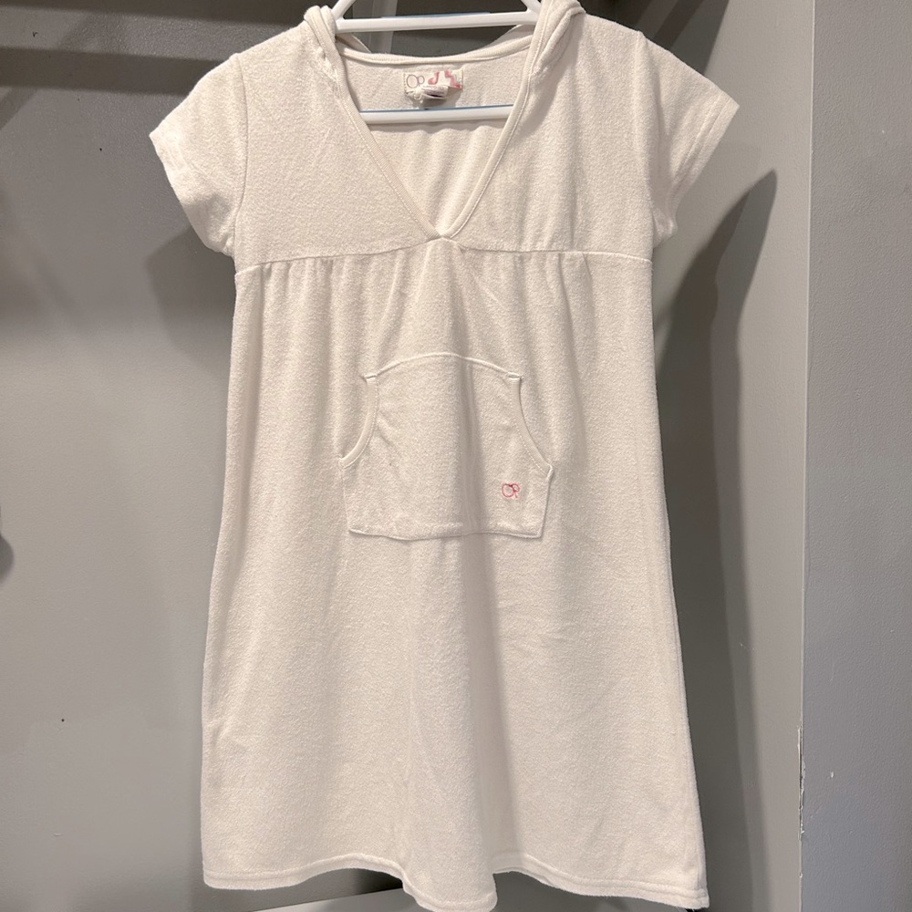 OP White Terrycloth Hooded Swim Coverup